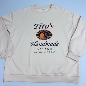 Tito’s Handmade Vodka Sweatshirt Lightweight Tan Crewneck Pullover,XL, Austin TX